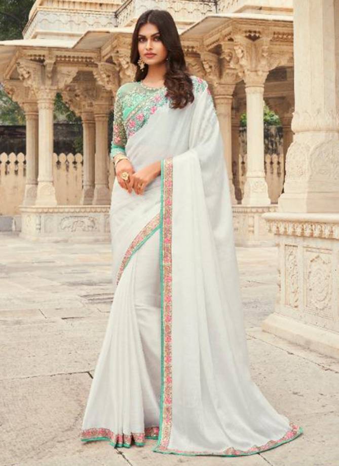 White Colour TFH SANDAL WOOD 8th EDITION Latest Stylish Fancy Party Wear Mix Silk Heavy Designer Saree Collection SW-813